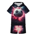 thumbnail image 7 of SGFCWSX Boys 2 Piece Set Hooded Short Sleeve Graphic Print T Shirt Elastic Waist Shorts Summer Casual Outfits for Kids Hot Pink Size 6, 7 of 7
