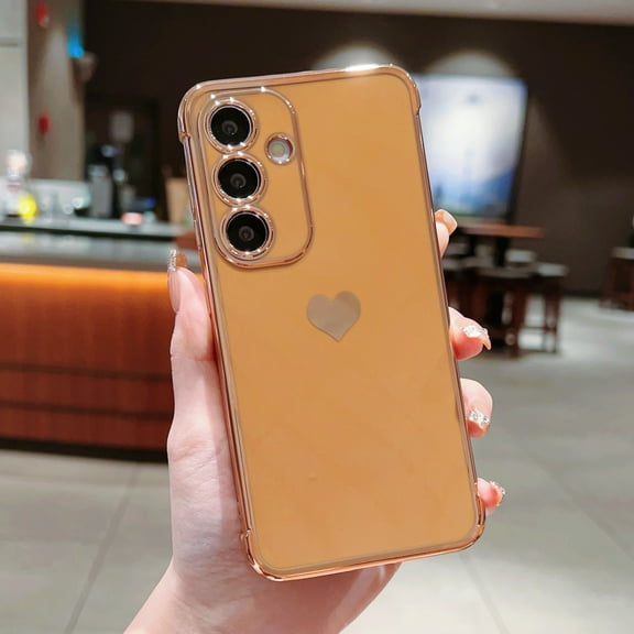 Xilaimitoo for Samsung Galaxy S24 Plus Case, Phone Case Galaxy S24 Plus, Love Heart Plating TPU Shockproof Case for Samsung S24 Plus, Gold