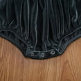 thumbnail image 5 of Toddler Baby Girls Solid Velvet Long Sleeve Romper Bodysuit High Waisted Jumpsuit, 5 of 6