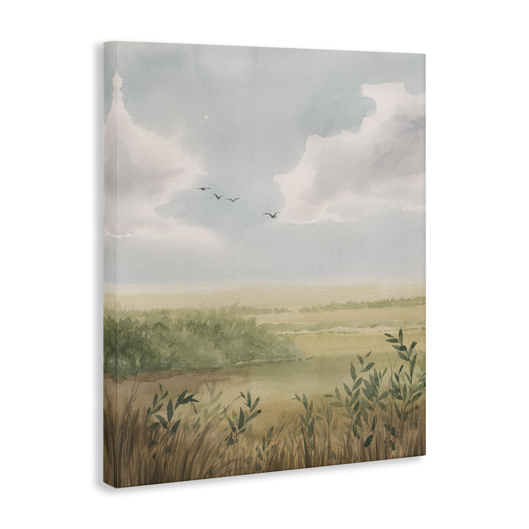 Stupell Industries Birds over Grasslands Landscape & Nature Painting Wrapped Canvas Art Print Wall Art, 24 x 30