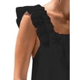 thumbnail image 3 of Dewadbow Women Summer 2PCS Pajamas Sets Flying Sleeveless Square Neck Backless Ruffle Trim Tops and Shorts Sets, 3 of 5
