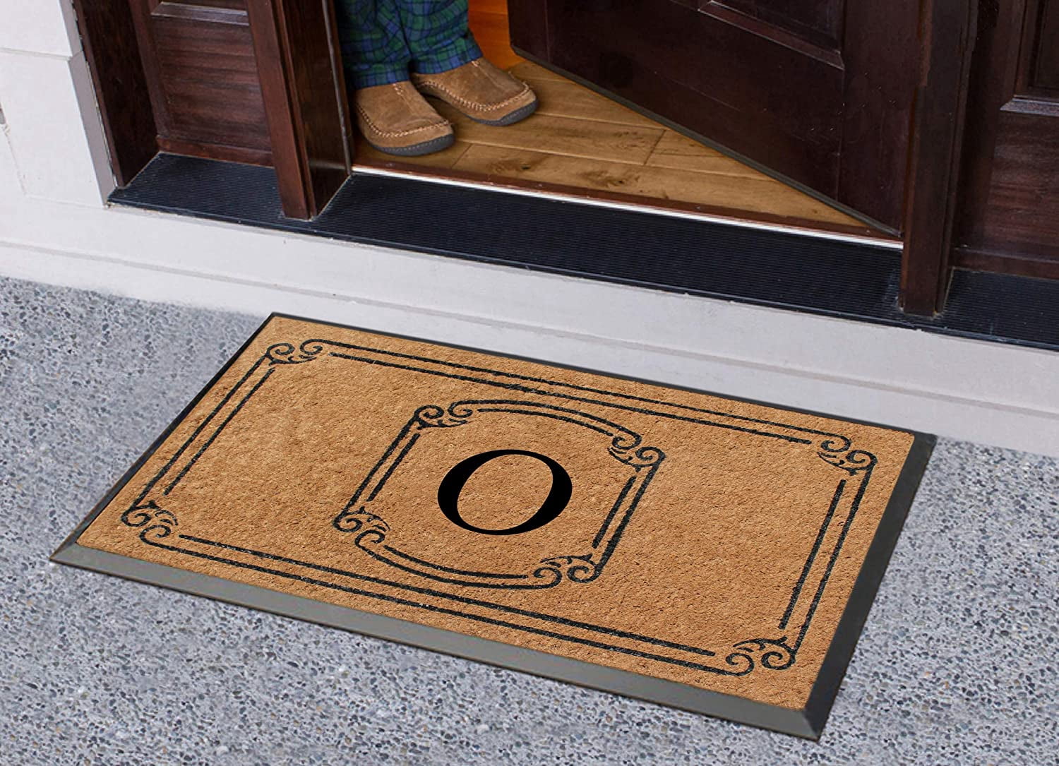 A1 Home Collections Rubber and Coir Molded Door Mat 30x48 Inch Designer Hand-Crafted ,Personalized ,Double/Single Door Mat
