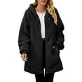thumbnail image 3 of DuoJiaJ Women Oversized Jackets Fuzzy Fleece Hoodies Zip Up Outerwear Coat With Pockets Womens Fleece Jacket Black XXL, 3 of 5