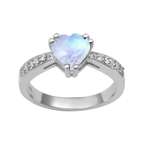 Mooneye 8 mm Moonstone 925 Sterling Silver Solitaire Women Valentines Day Gifts Ring