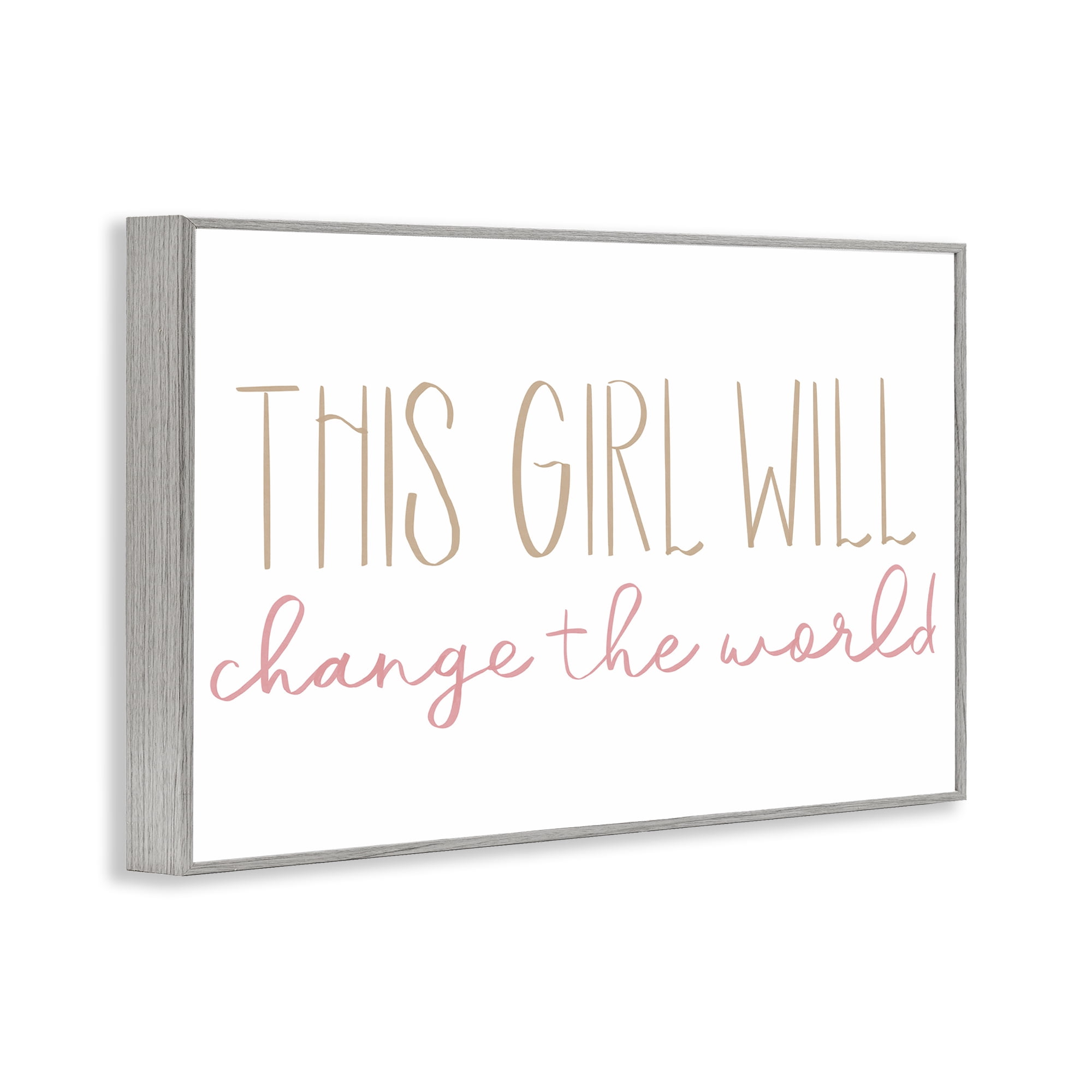 Stupell Industries Change The World Typography Painting Gray Framed Art Print Wall Art, 30 x 20