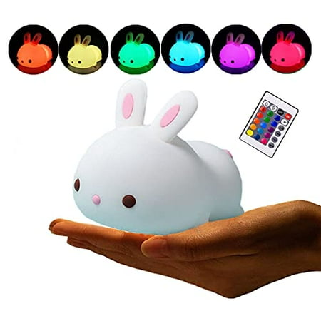 

Cute Bunny Night Light USB Rechargeable Cute Night Ligh with Touch Sensor and Remote Control 4 Modes 16 Colors Kid Night Light for Girls Childrens Toddler Baby and Kids Christmas Gifts