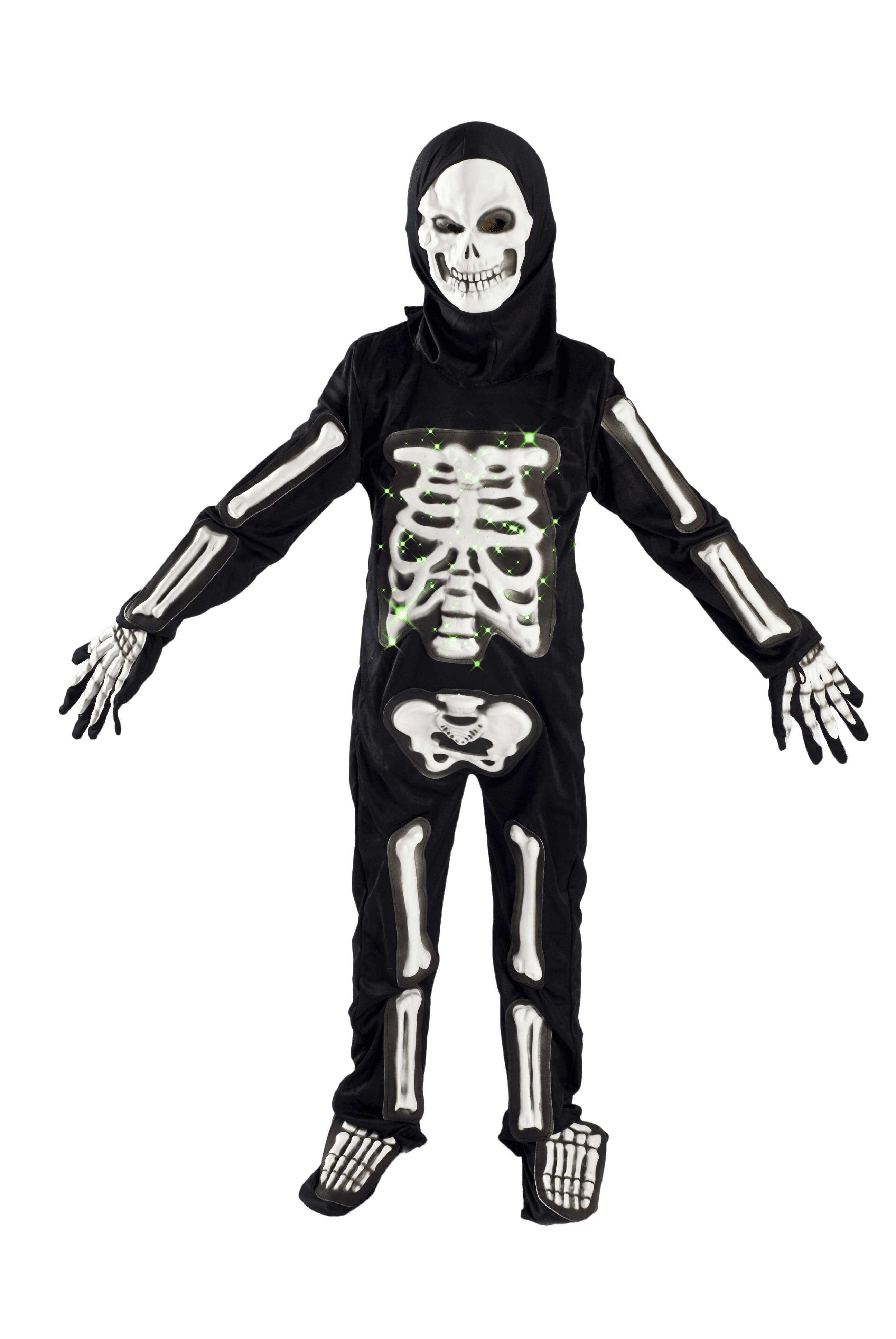 Skeleton Costume for Boys Kids Light up Size M (5-7) L (6-9) (5-7 ...