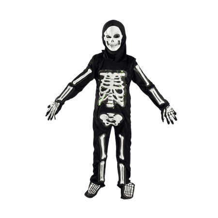 Skeleton Costume for Boys Kids Light up Size M (5-7) L (6-9) (5-7)