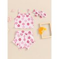 thumbnail image 2 of Bagilaanoe 3pcs Newborn Baby Girl Shorts Set Floral Sleeveless Camisole Tops + Ruffle Shorts + Headband 3M 6M 12M 18M 24M Infant Casual Summer Clothes, 2 of 7