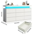 thumbnail image 4 of ChVans White 9 Drawer Dresser with LED Lights, 63" Wide Modern Wood Chest of Drawers with Charging Station & Handle Free, LED White Dresser for bedroom, Living Room, Entryway, Hallway, 4 of 8