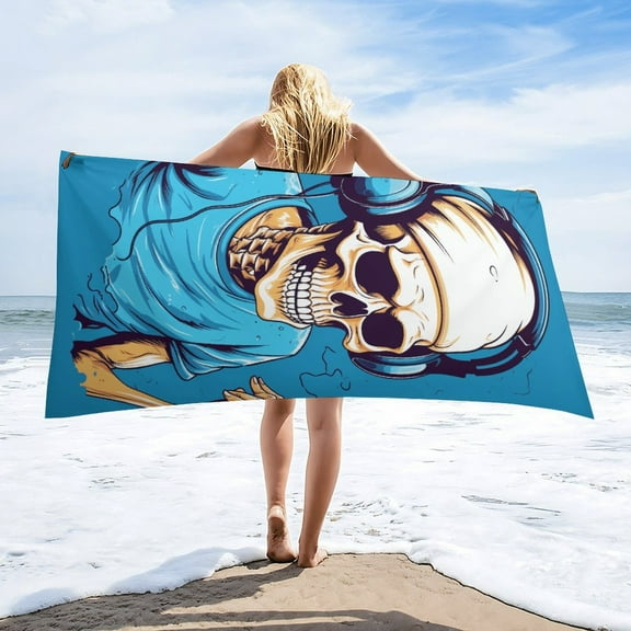 Dancing Cute Skull Man Oversized -Washed Lightweight Quick Dry Beach Towels - 32"x63"