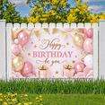 thumbnail image 7 of Pink Birthday Banner Decorative Party Background Golden Balloons for Celebration Event Indoor Decoration, 7 of 7