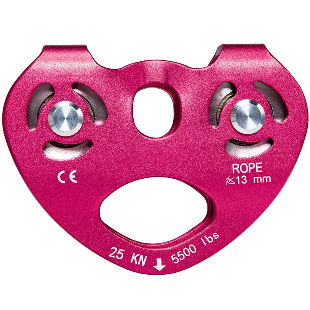 Zip Line Trolley Double Pulleys Hanging Device Caving Tool Rope Fixator