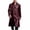 Wine, variant on Busydd Men's Leather Jacket Fashion Double Breasted Buttons Long Sleeve Trench Coat Casual Solid Color Long Jackets 2XL