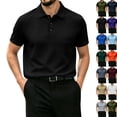 thumbnail image 2 of Men's Breeze Polo Shirts Beer Belly Breeze Short Sleeve Wear Collared Textured Shirt Stretchy Quick Dry Casual Golf,Black,L, 2 of 6