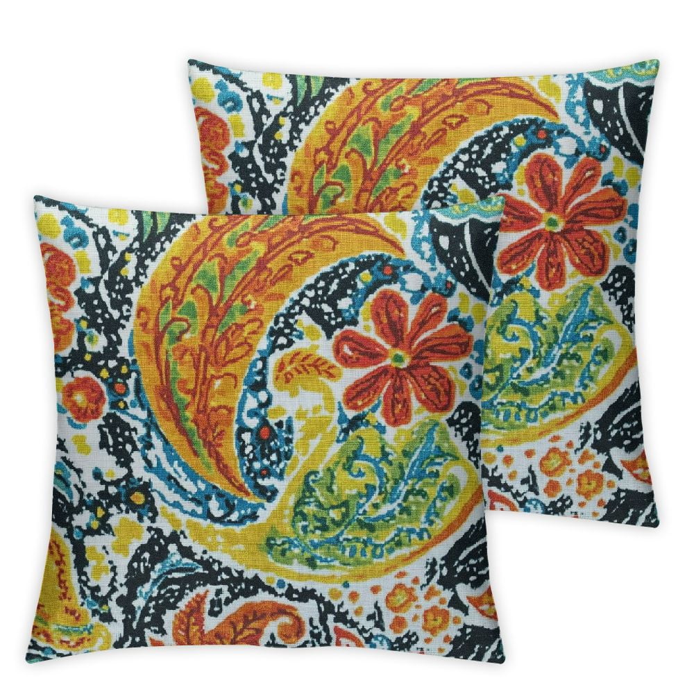 PHYHOO Outdoor Waterproof Pillow Covers  Set of 2 Decorative Square Throw Pillow Covers for Patio Furniture 18x18in
