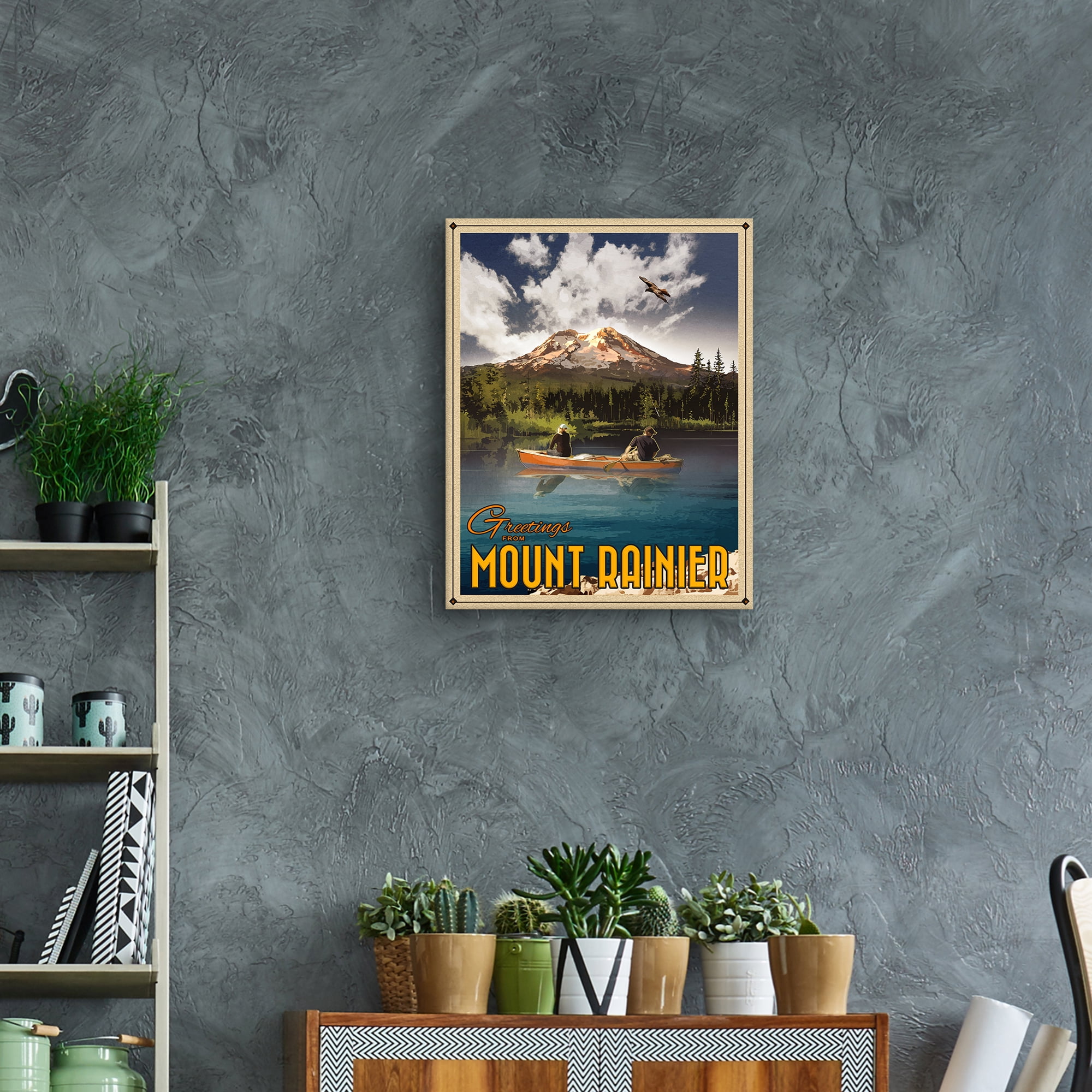 Mount Rainier by Old Red Truck Canvas Art