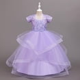 thumbnail image 4 of Girls Long Princess Dresses Gown Sleeveless Halter Strap Lace Princess Dresses with Cardigan Top 2Pcs/Set Party Ball Tulle Pageant Gowns for Evening, Wedding, Birthday,Size 4-14T, 4 of 9