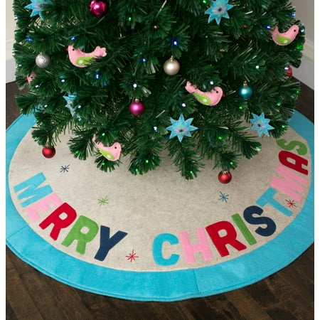 Holiday Time Merry Christmas Felt Tree Skirt 48 Diameter Holiday Time Merry Christmas Felt Tree Skirt 48 Diameter