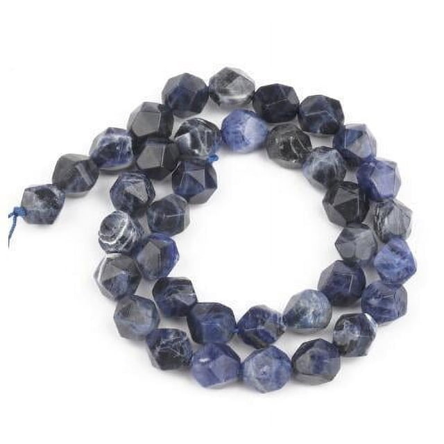 Granjero Gordo Cuentas de piedra natural texturizadas de color azul profundo cortadas en 2 piezas, accesorio de cuentas para pulsera DIY hecho a mano de 6 mm