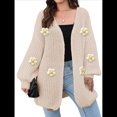 thumbnail image 1 of Suéteres Femeninos con Cuello en V, Larga, Estampado Floral, de Punto Abierto, Sin Botones, de Moda, para Exteriores. Albaricoque Talla Única, 1 of 7