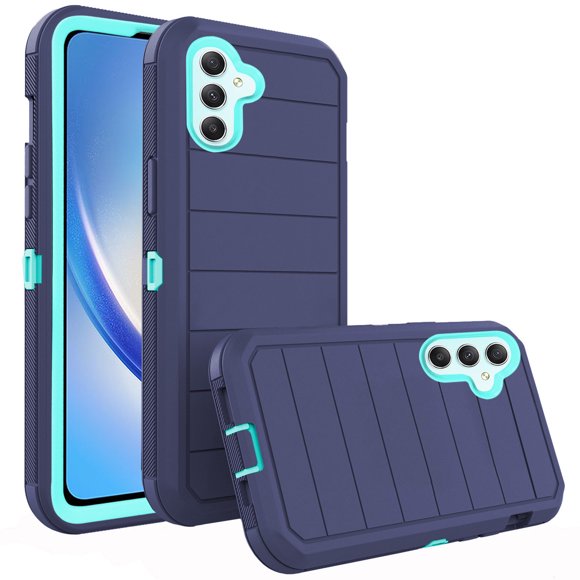 Asuwish Compatible avec Samsung Galaxy A34 5G Étui de Téléphone Hybride Robuste Antichoc Rigide Protecteur Antichute Corps Complet Robuste Étui de Cellulaire pour A 34 34A Femmes Hommes Bleu