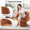 thumbnail image 5 of Wiilayok Swivel Barrel Chair Set of 2, Teddy Upholstered Accent Armchairs Comfy 360° Swivel Lounge Sofa Armchair for Living Room Bedroom Reading,Caramel, 5 of 8