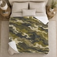 thumbnail image 4 of Layered Woodland Camouflage With Subtle Contour Lines, Soft Flannel Blanket with Textured Woodland Camouflage Print, Housewarming Gift and Home Decor for Bedroom and Living Room, 4 of 7