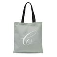 thumbnail image 1 of LADDKE Canvas Tote Bag Caitlin Letter C Silver Gray Cassandra Chelsea Christina Courtney Reusable Handbag Shoulder Grocery Shopping Bags, 1 of 1