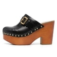 thumbnail image 2 of YDN Women Daily Rivet Studded Closed Toe Mules Platform Chunky Heels Buckled Strap Slip On Sandals Shoes Size 9.5 Black, 2 of 4