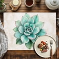 thumbnail image 2 of Placemats Set of 4, Turquoise Succulent Place Mats Green Leaves Ferns Plants Tablemats Washable Placemat Table Decoration for Kitchen Table Dinner Party Home Decor Indoor Outdoor 13x19 Inch, 2 of 9