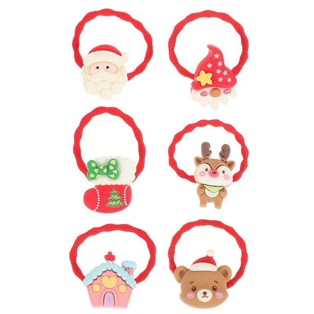 6Pcs Holiday Hair Ties Hair Rings In Assorted Color For Daily Wear Suitable For Children Adults