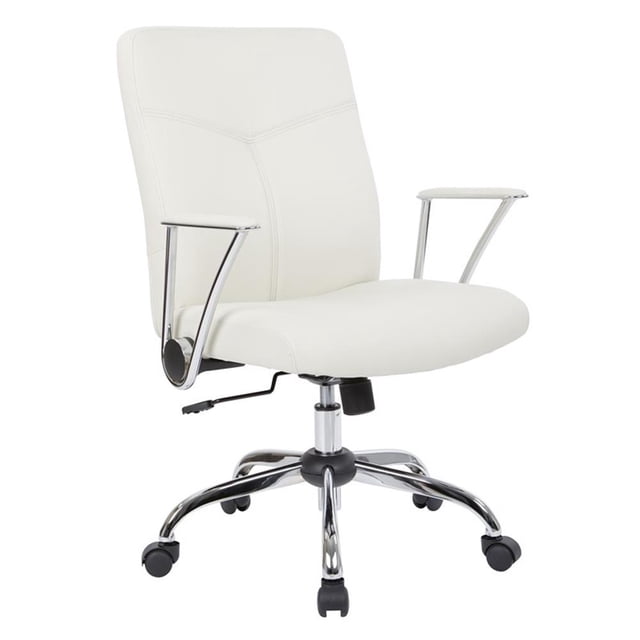 Chaise en Similicuir Crème avec Base Chromée
