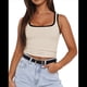 thumbnail image 2 of Camiseta de Tirantes Finos Ajustada con Cuello Cuadrado Acanalado de Verano para Mujer, Color Albaricoque L, 2 of 10