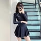 thumbnail image 4 of Traje de baño de un solo cuerpo de manga larga para mujer, traje de baño de un solo cuerpo que cubre el vientre, adelgazante, conservador, deportivo, súper hada ins, viento, aguas termales, 4 of 6