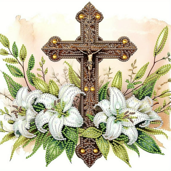 5D DIY diamond art painting kit, cross special shape diamond canvas, namely can relieve stress and relax and can be used for home wall decoration