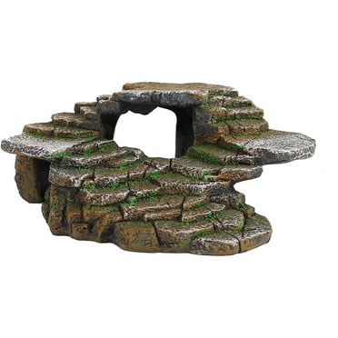 Penn-Plax Reptology ShaleScape Step Ledge & Cave Hideout for Reptiles – Aquarium or Terrarium Decor