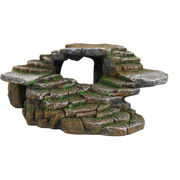 Penn-Plax Reptology ShaleScape Step Ledge & Cave Hideout for Reptiles – Aquarium or Terrarium Decor