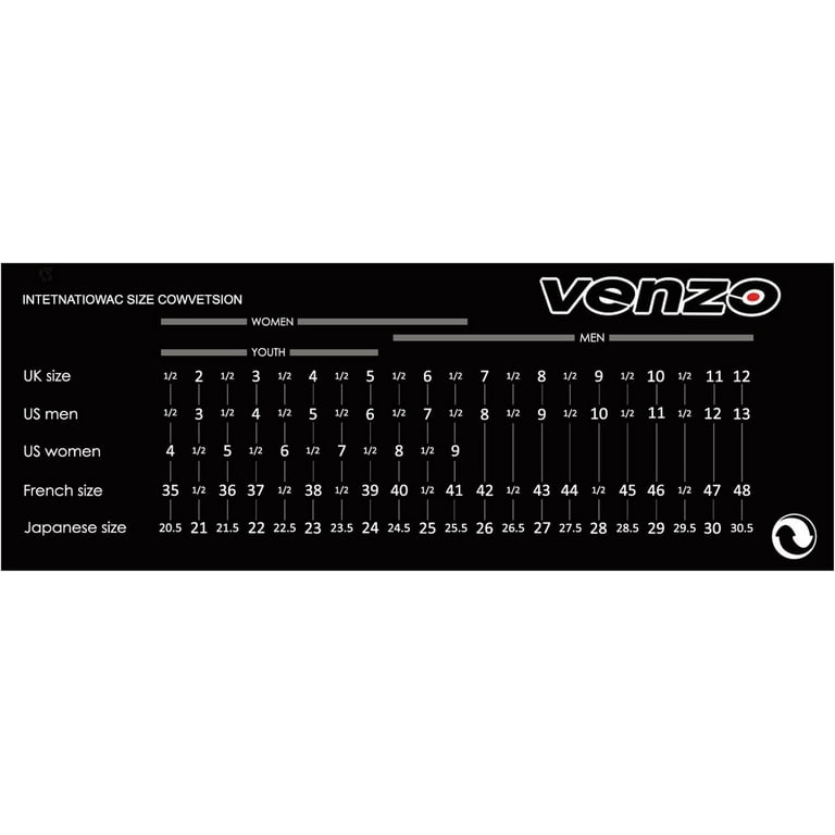 Venzo shoe size chart sales