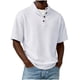 thumbnail image 2 of Blusas y camisas de manga corta y cuello redondo para hombre, de pana, color liso, informales, a la moda, con medio botón, cuello alto, manga corta, de poliéster., 2 of 6