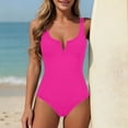 thumbnail image 4 of CHGBMOK Womens One Piece Swimsuit Tummy Control Slimming Color Block Bathing Suit Summer Spaghetti Straps Swimwear, 4 of 6