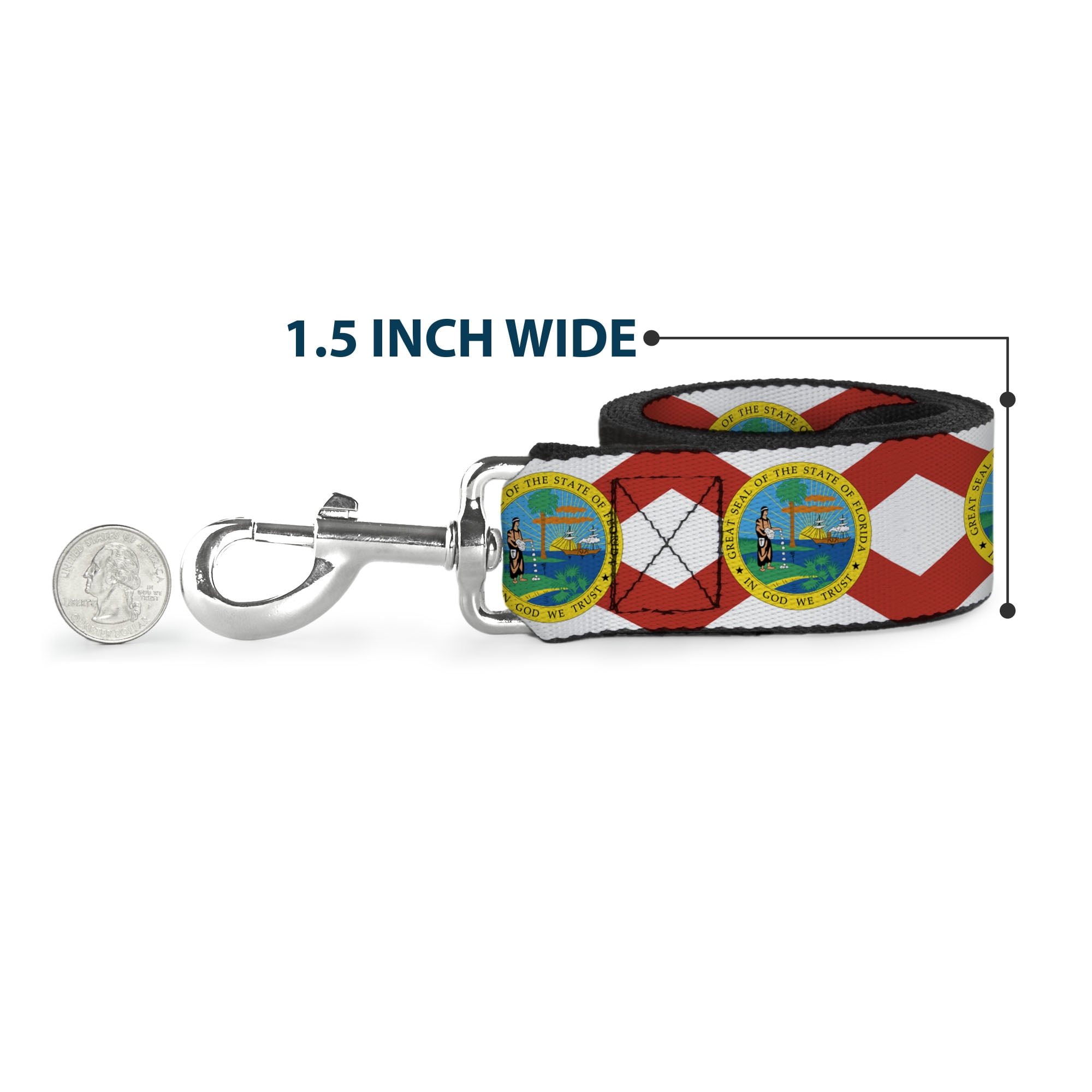 Buckle-Down Pet Leash, Dog Leash, Florida Flag Continuous, 6 Feet Long 1.0 Inch Wide