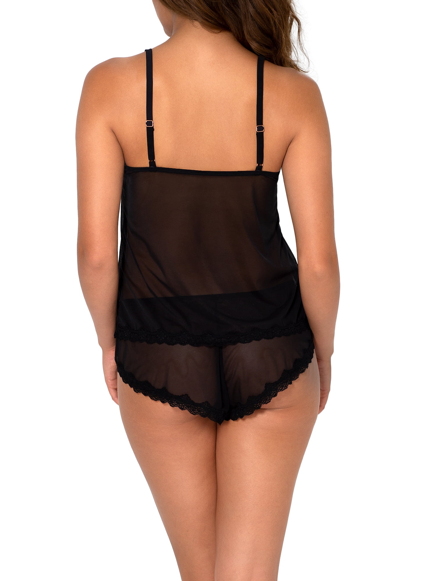 Smart & Sexy Women's Sheer Mesh with Lace Trim Cami and Shorts Lingerie Sleep Set