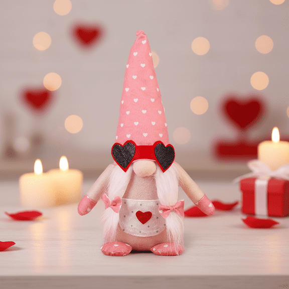 Holiday Decorations Valentine's Day Decorations Faceless Doll Figurine 14 Inch Tabletop Gift Ornament Soft Accent Pink