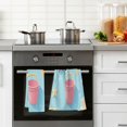 thumbnail image 4 of Yayeee 2 Pack Hand Towels for Bathroom 100% Cotton 16" x 28" Soft Absorbent Kitchen Towel, Pink Beach Toys Pattern, 4 of 7