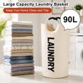 thumbnail image 4 of Tripumer 2 Pack Laundry Hamper, 90L Collapsible Large Dirty Clothes Basket with Handles for Bedroom Dorm, Gray & Beige, 4 of 8