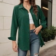 thumbnail image 2 of Plaid Shirts for Women Lightweight Long Sleeve Lapel Checked Loose Business Casual Blouses Gingham Button Down Shirts for Fall Z2-Green XL, 2 of 4