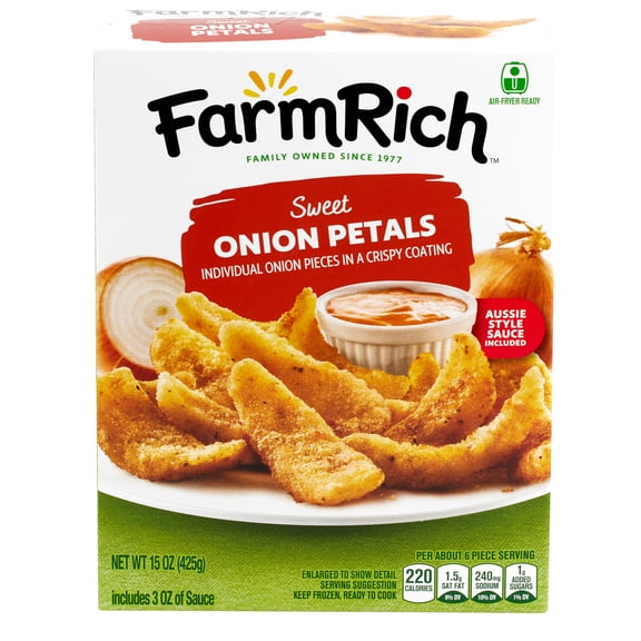 Farm Rich Sweet Onion Petals with Aussie Dipping Sauce, 15 oz (Frozen Snacks and Appetizers)