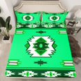 thumbnail image 2 of Manfei Southwestern Aztec Geometric Twin Sheet Sets,Rustic Western bohemian Twin Fitted Sheet,Green White Flat Sheet For Adult,Microfiber Bedroom Decor,3-Piece, 2 of 7