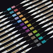 Metallic Marker Pens, Shuttle Art 24 Colors Metallic Paint Markers Fine Point for DIY Card, Calligraphy, Art and Crafting Projects, Works Great on Black Paper, Scrapbooks, Fabric, Rock.